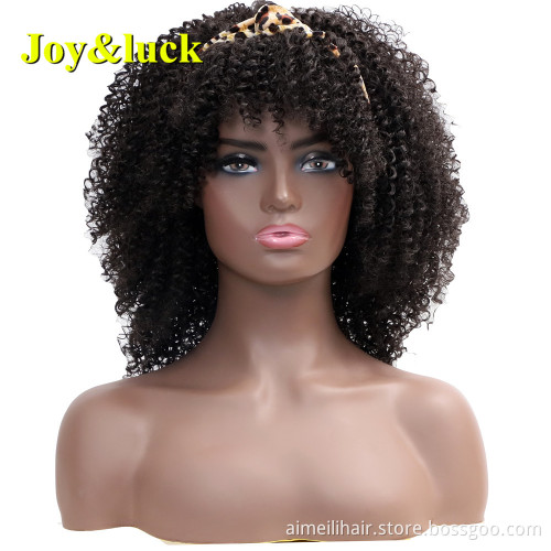 Wholesale Wig for Black Women Head Band Ladies Hair Scarf Black Hairband Long Afro Kinky Curly  Headband Wig Synthetic Hair Wigs